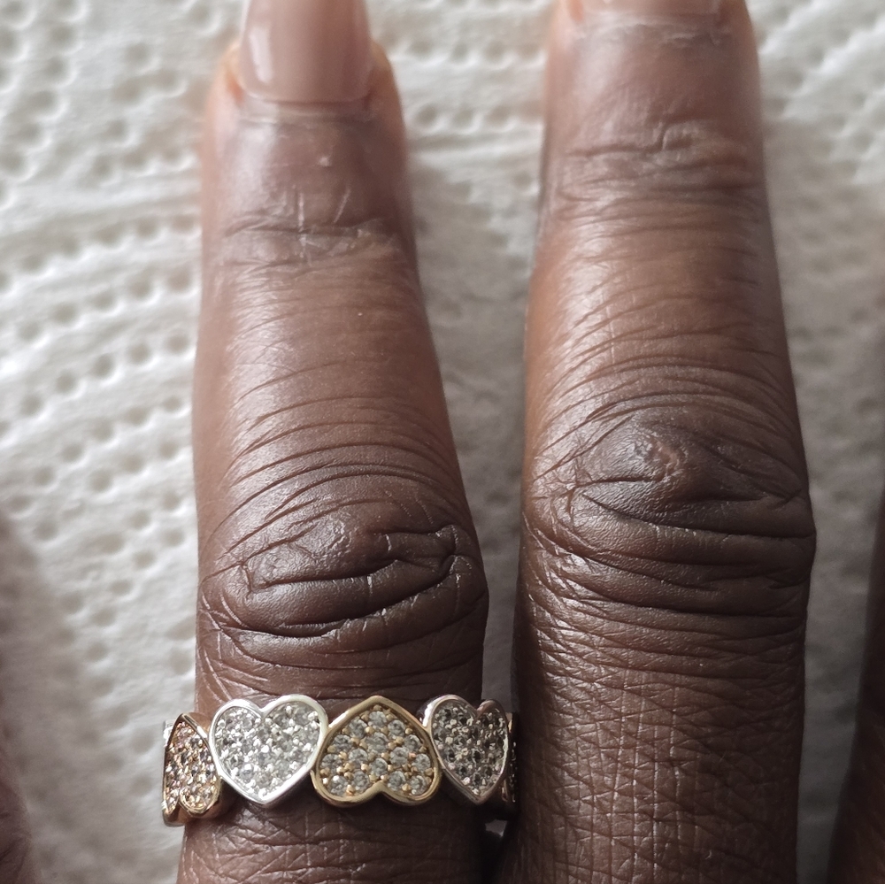 And Now This Women Heart-Shaped Gold Silver Ring Sz 8 18k Gold Over Brass New - Picture 3 of 8